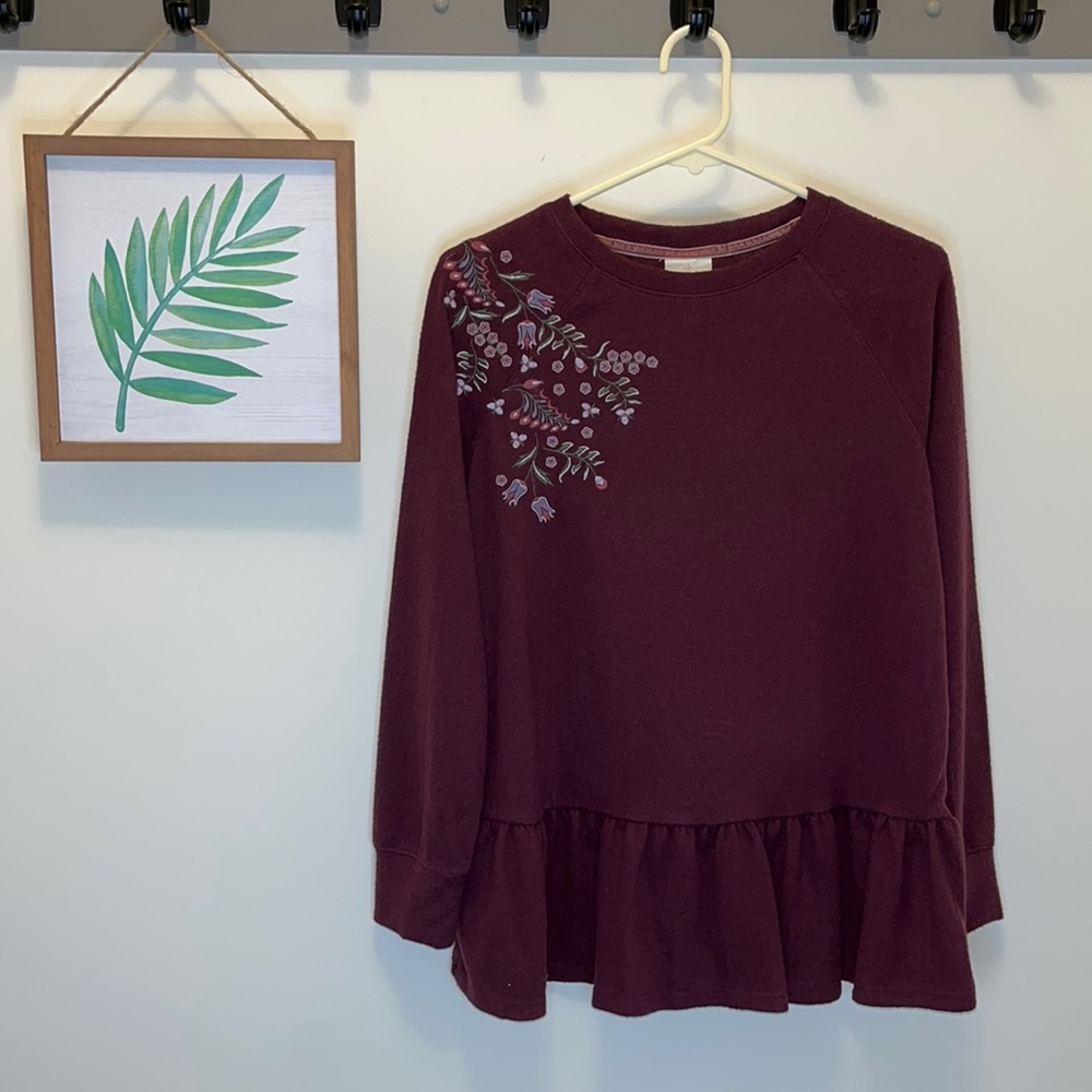 Knox rose embroidered long sleeve top